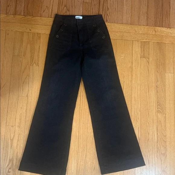 Worn Once $325 ASKK NY Brick House Tuckernuck Wide Leg Jeans in Black 27 (26) - Picture 6 of 13
